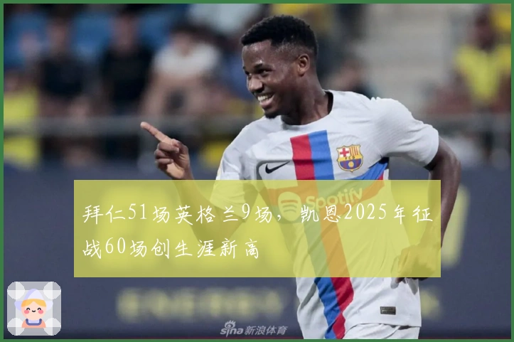 拜仁51场英格兰9场，凯恩2025年征战60场创生涯新高